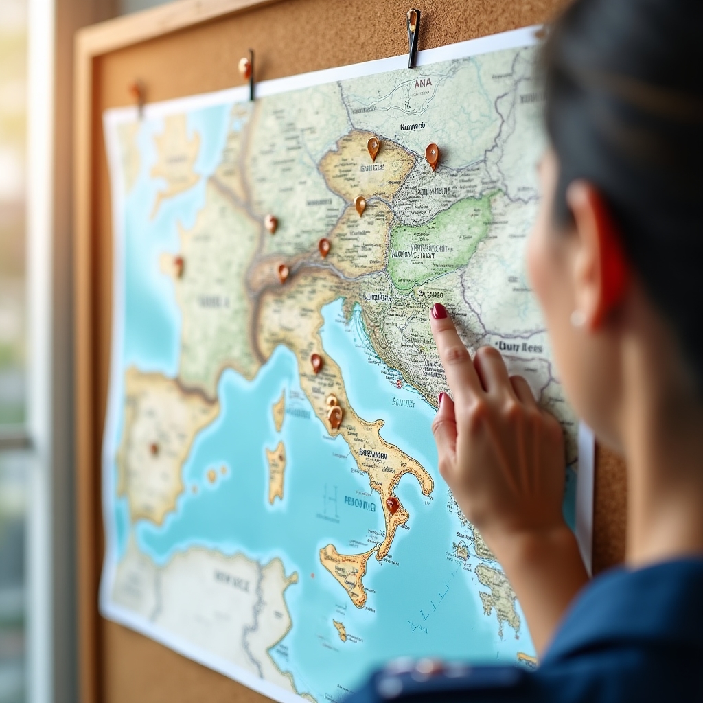 Mappa della provincia di Lecce con le zone di intervento evidenziate in blu